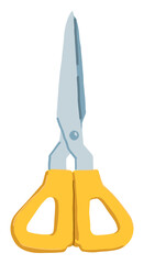 Scissor doodle. Vector illustration of office stationery, equipment, tool. Cartoon style clipart isolated on white background.