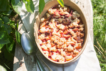 Simple plum crumble cinnamon cake