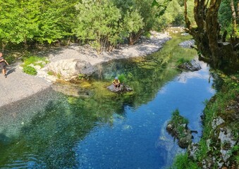 Naklejka na ściany i meble small river in the forest in Albana