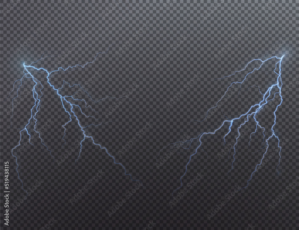Poster light blue isolated vector lightning png. magic light abstract lines. realistic natural lightning ef