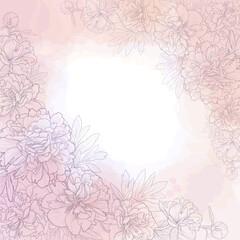 peony graphic simple linear corner cold