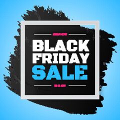 Vector black friday sale banner color style on black watercolor and frame for promotion, advertisement, special offer, hot price and discount poster. 10 eps