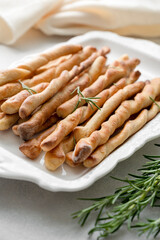 Homemade grissini sticks. Potatoe grissini, healthy snack