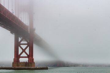 golden gate bridge in fog