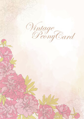 peony graphic vintage corner card warm