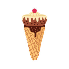 Ice cream in bright cartoon style. Icecream vector in nice colors isolated on white background. Vector illustration for web design or print