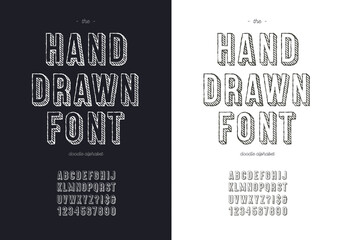 Vector hand draw font set for t shirt, book, decoration, party poster, logo, promotion, card, sale banner, printing on fabric. Cool alphabet modern 3d typography. Trendy typeface. 10 eps © Chikichirony