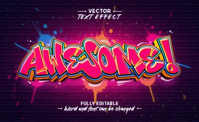 Tuinposter Awesome graffiti style editable text effect © Aze