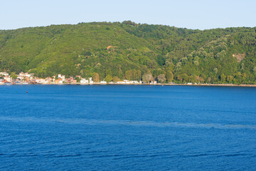 Front view of Beykoz district. The view of the Bosphorus from the Sariyer district.