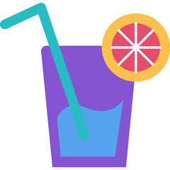 Summer cocktail vector drink flat icon on white