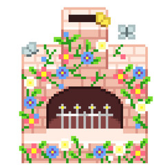 Obraz premium An 8-bit retro-styled pixel-art illustration of a garden furnace.