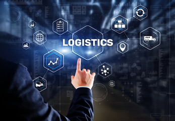 Logistic network distribution and transport concept. Goods delivery