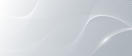 White abstract background with flowing particles. Digital future technology concept. vector illustration.