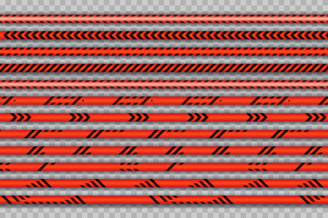 Vector Collection of Dengerous Ribbons, Cross Barrier Lines, Bright red and Black Colors