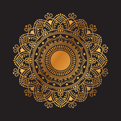 Luxury golden Geometric Ornamental Mandala Background Vector Design. decorative mandala for tattoo, Mehendi, Islamic, Ornament, Art, henna, Indian, Asian, print, poster, cover, brochure, flyer, banner