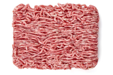 Minced meat, pork, beef, forcemeat, clipping path, isolated on white background.