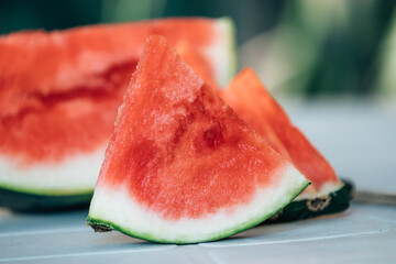 natural watermelon pieces, summer tropical fruit