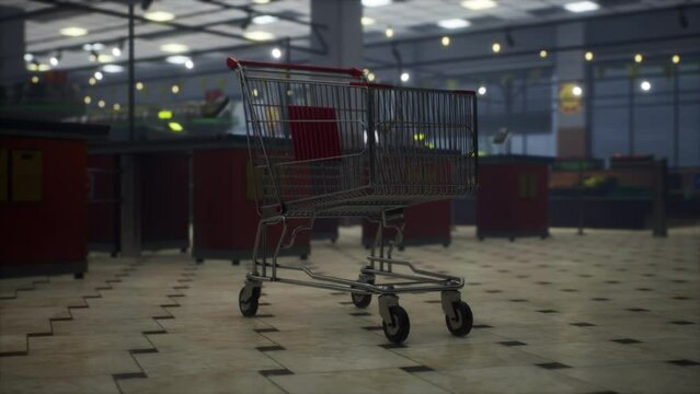 empty closed supermarket due covid-19 coronavirus epidemic