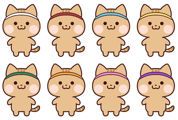 鉢巻をしているトラ猫