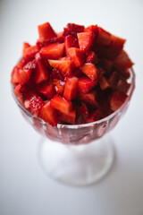 strawberries in a small glass bowl