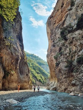 People walking in an amazing canyon in Albania