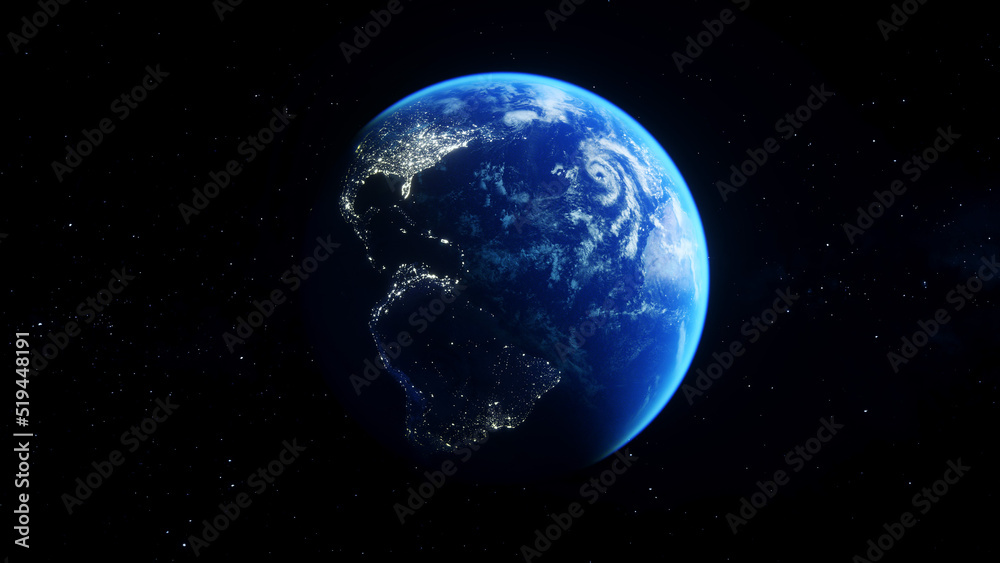 Wall mural the earth planet in outer space. 3d render.