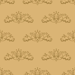 seamless vector retro pattern with floral elements 