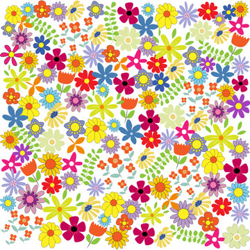 Fondo floral con flores de colores alegres.