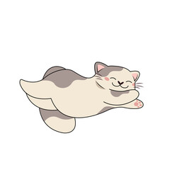 Vector illustration of a sleeping spotted cat. Relaxation. Cute pet