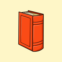 One Red Book Standing Vector Cartoon Illustration