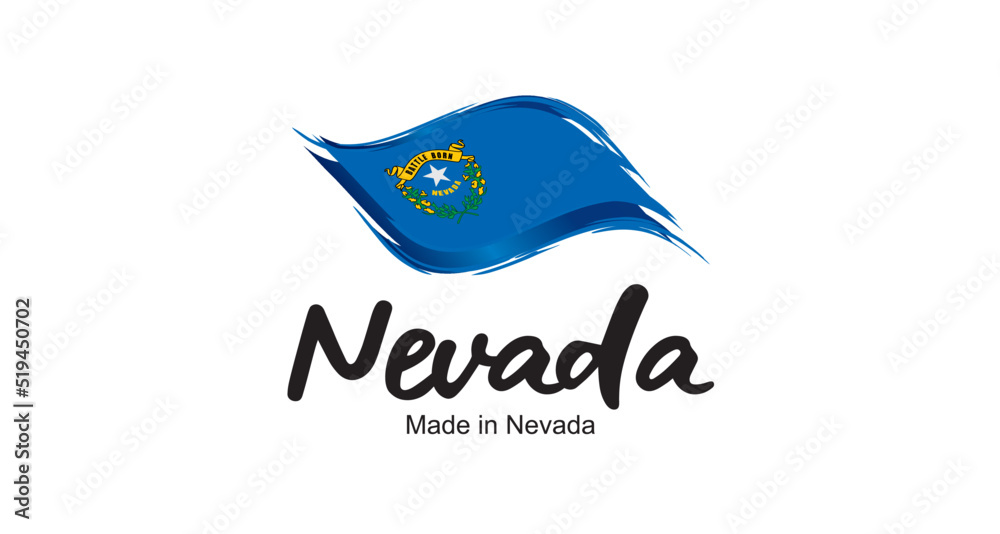 Wall mural Made in Nevada USA new handwritten flag ribbon typography lettering logo label banner