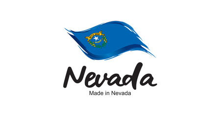 Made in Nevada USA new handwritten flag ribbon typography lettering logo label banner