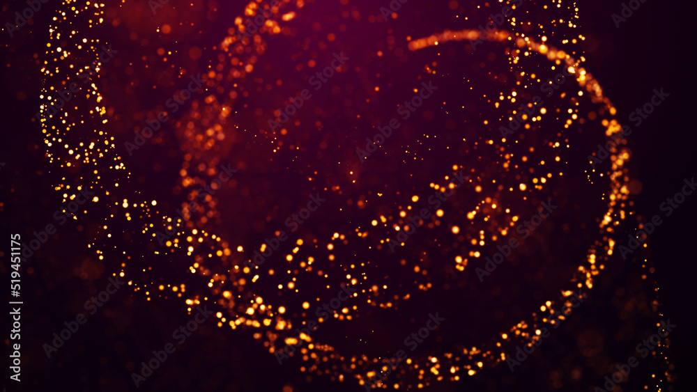 Wall mural golden red glow particles flicker and float in viscous liquid with amazing bokeh. fantastic backgrou