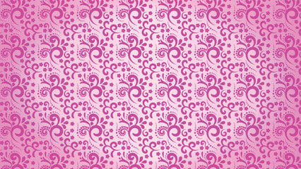 Hand-drawn vintage decorative seamless floral pattern pink background.