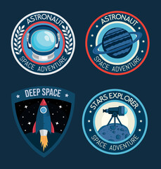 four space retro stickers