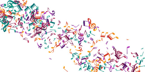 Music notes flying vector wallpaper. Melody