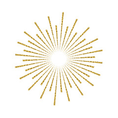 Obraz premium Sunburst gold glitter effect isolated on white background. Light starburst design element use for logo, labels and badges. Vector Illustration