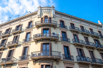 Old exterior architecture in Barcelona, Spain