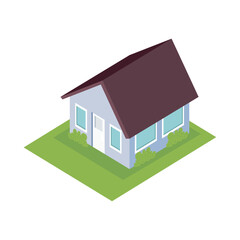 cute house isometric construction