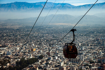 cable car going down to the city of Salta in Argentina