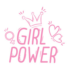girl power lettering pink