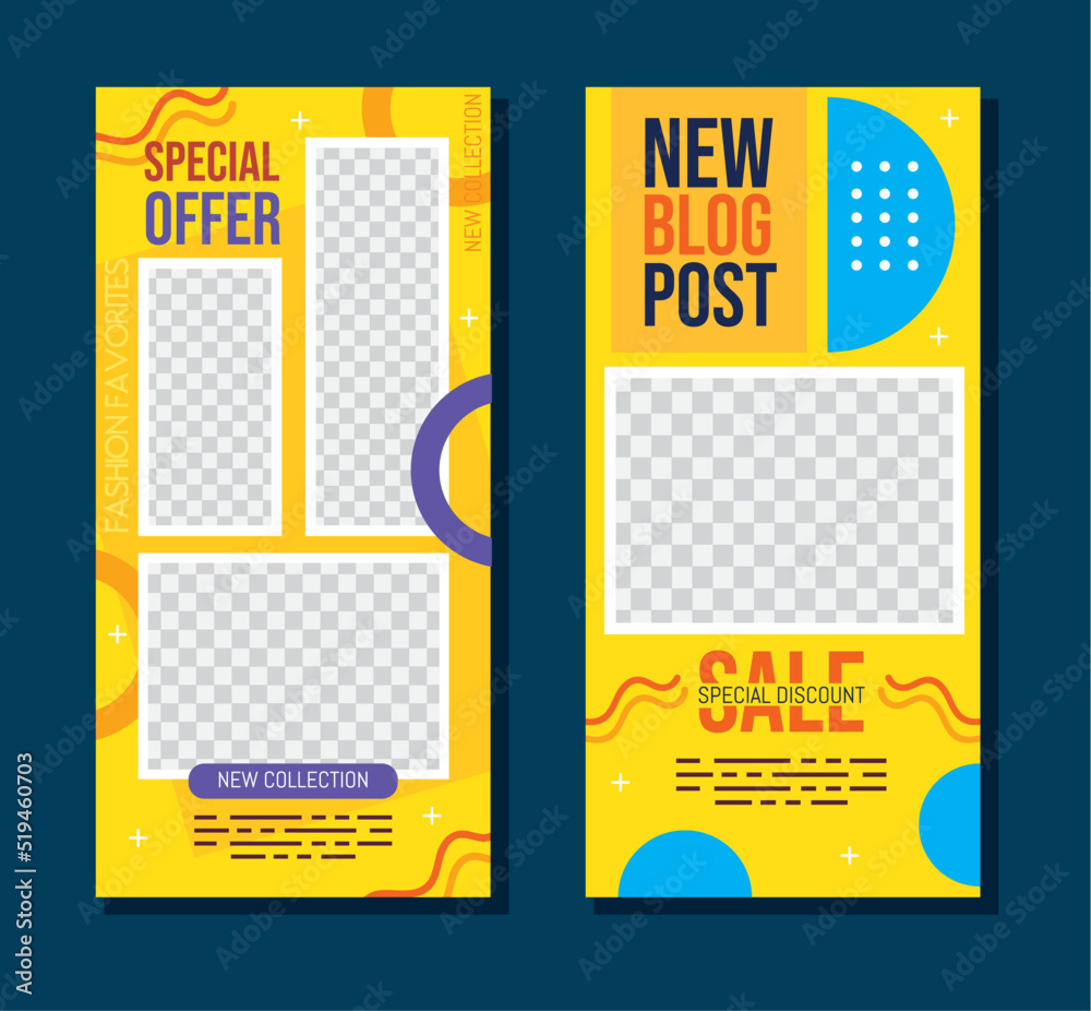 Wall mural social marketing pair templates