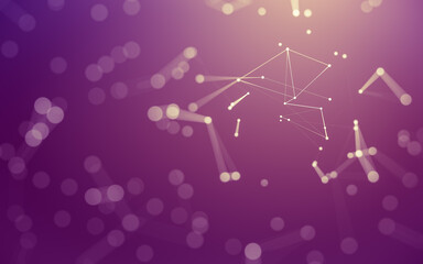 Abstract background. Molecules technology with polygonal shapes, connecting dots and lines. Connection structure. Big data visualization.