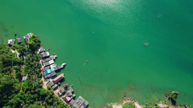 Beautiful landscape of ao kram, A fishing village by the sea. chumphon province, southern thailand. 4K drone footage. nature and travel concept.
