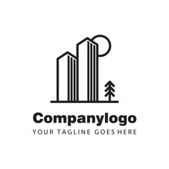 creative city line monogram for logo design template
