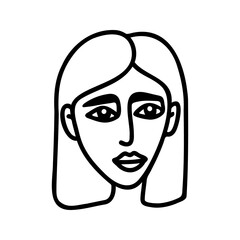 One line beautiful woman face illustration. Vector single line