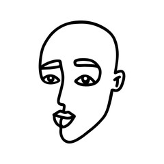 One line beautiful woman face illustration. Vector single line