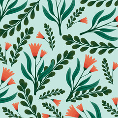 red flowers and branches pattern