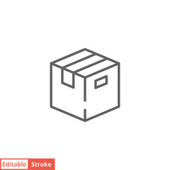 Box icon. Simple outline style. Cardboard, delivery package, parcel concept. Thin line vector illustration design isolated on white background. Editable stroke EPS 10.