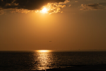 Sunset landscape sunlight dramatic sky sea beautiful horizon blue cloud, from sun evening from dusk and scene twilight, bright color. Beach scenic agriculture,